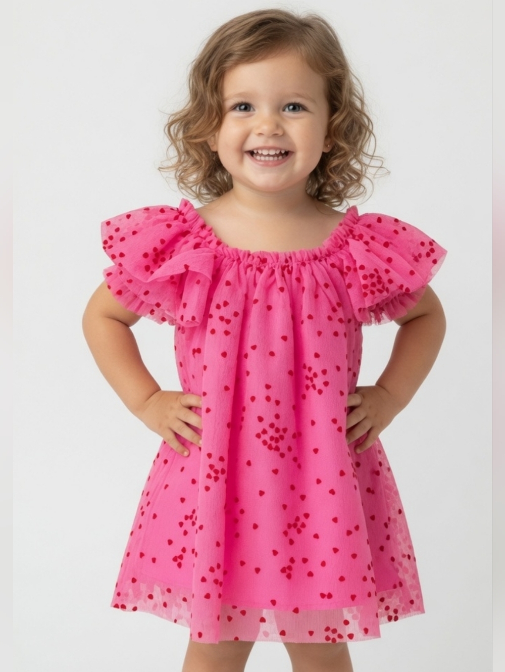 Cat & Jack Bright Pink Ruffled Dress 2t